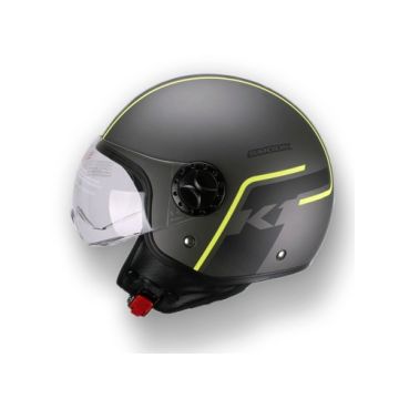Smook K1 Jet Helm Schwarz Gelb Fluo